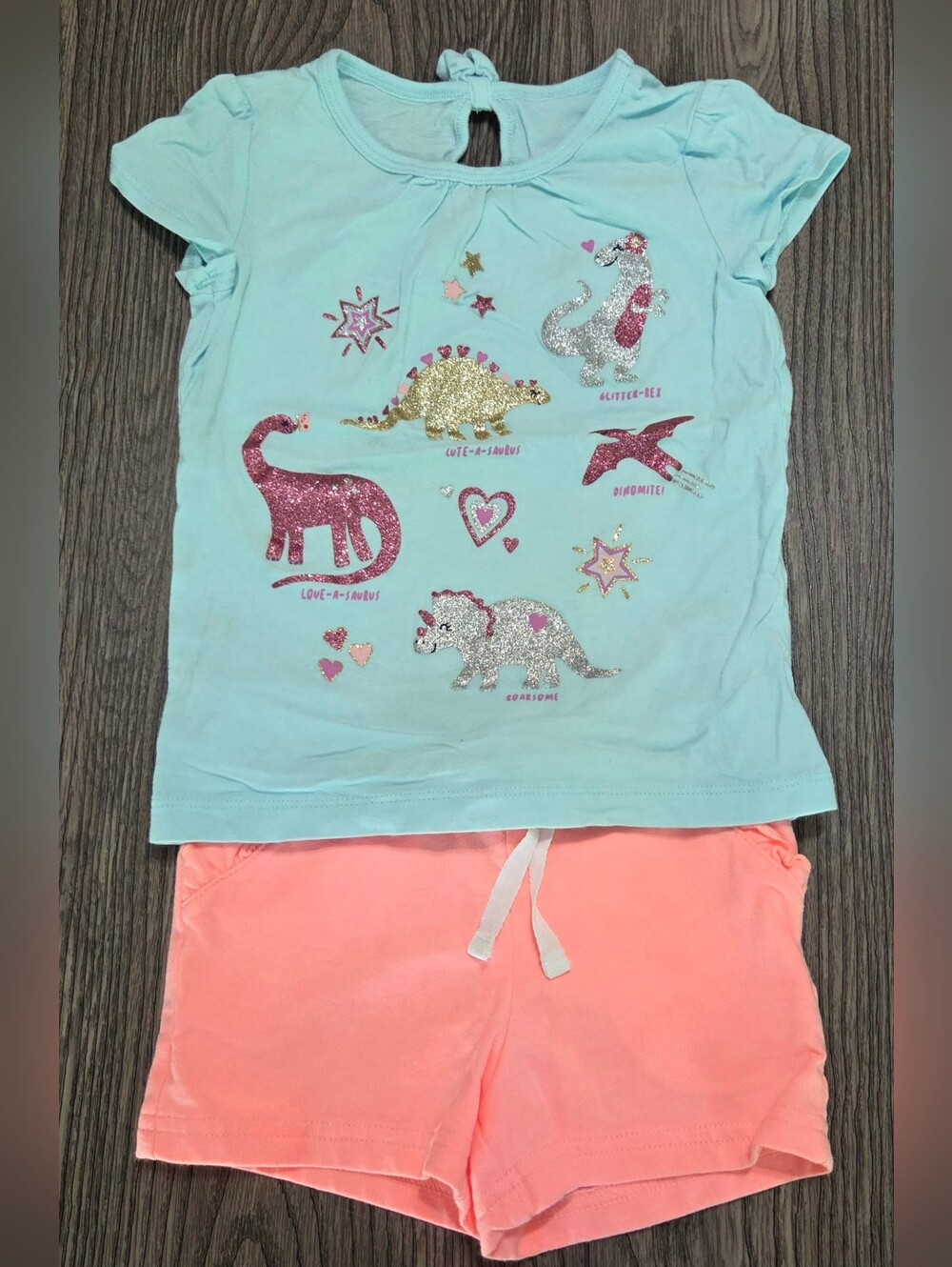 Carter's Aqua Top with Coral Pink Shorts Pajama Set